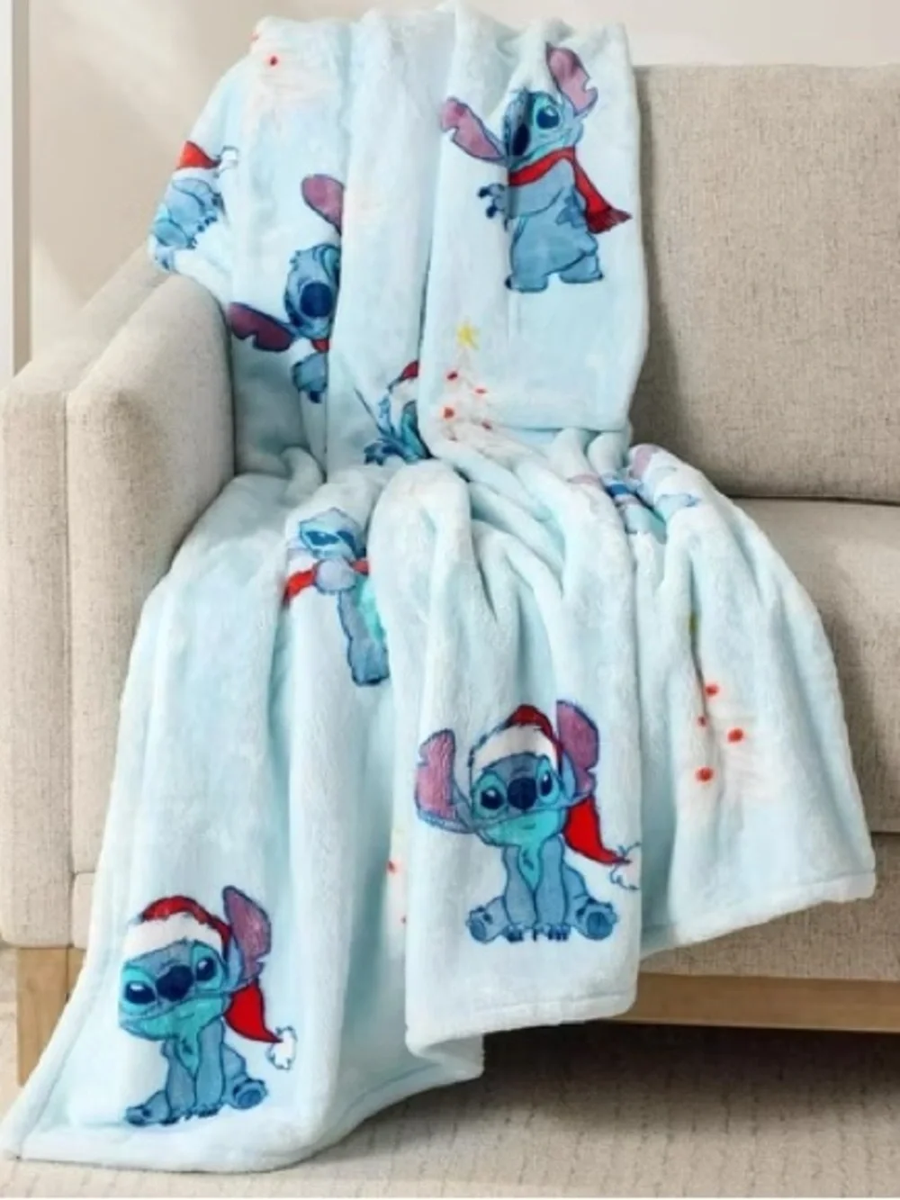 Disney Limited Edition Stitch Silk Touch Throw Blanket - Light Blu